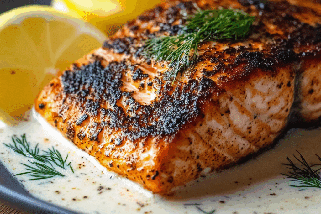 Blackened Salmon with Creole Dill Sauce