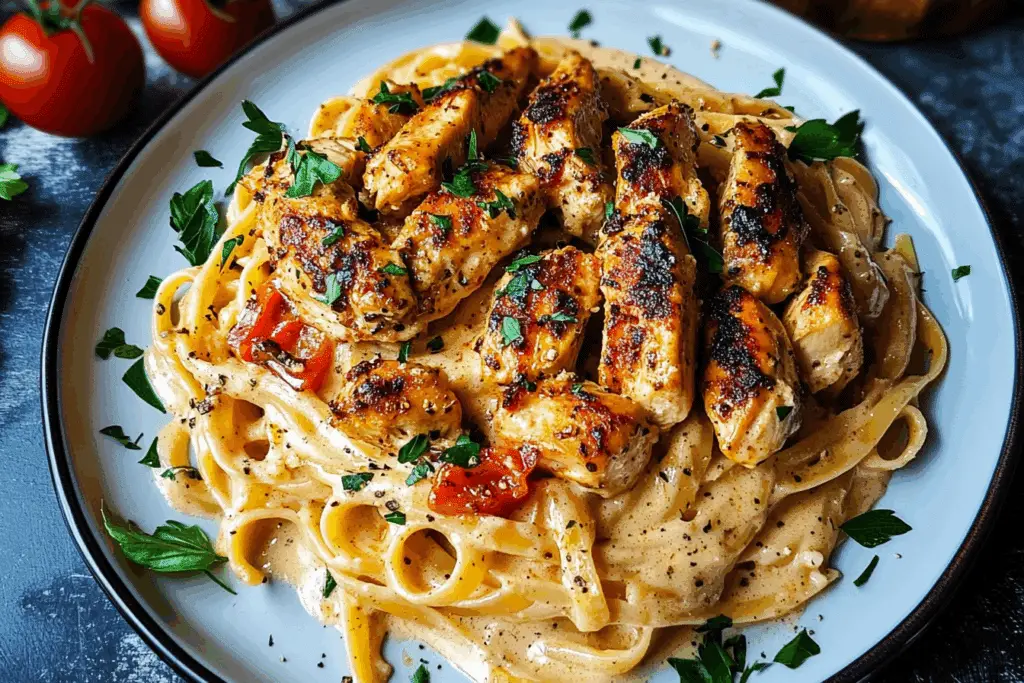 Cajun Chicken pasta in Creamy Parmesan Garlic Sauce