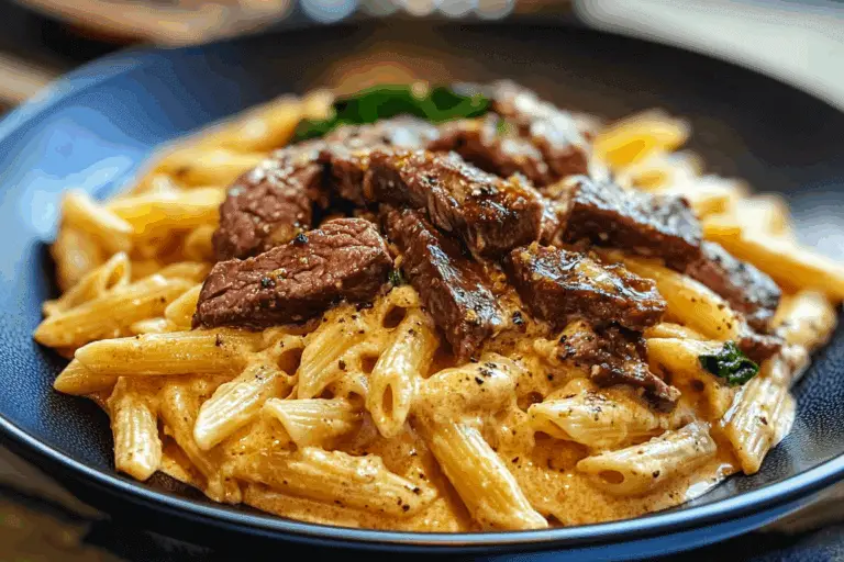 Creamy Cajun Steak & Cheddar Penne Skillet