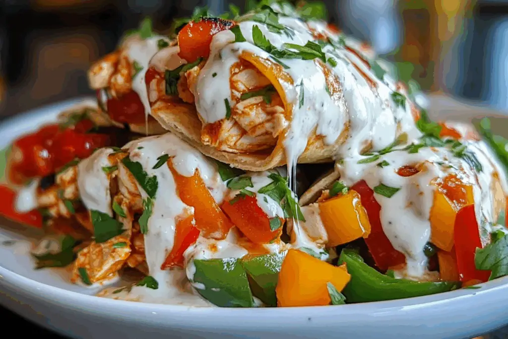 Crispy Chicken Bell Pepper Ranch Burritos