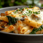 Baked Penne with Mushrooms & Spinach
