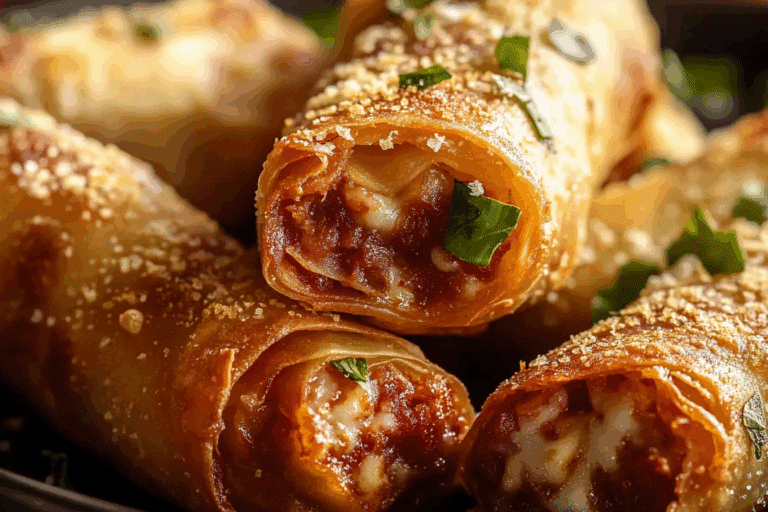 Garlic Butter Pizza Egg Rolls