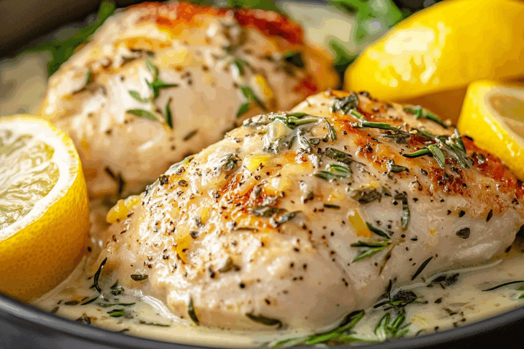 Slow Cooker Creamy Lemon Herb Chicken