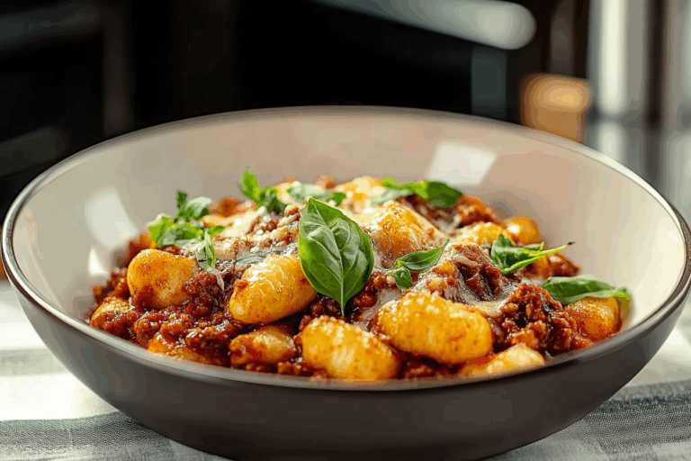Cheesy Bolognese Gnocchi Bake
