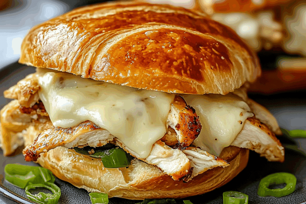 Croissant Chicken Philly Cheese Sandwiches