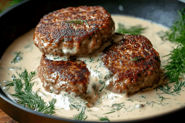 Hamburger Steaks in Creamy Dill Sauce