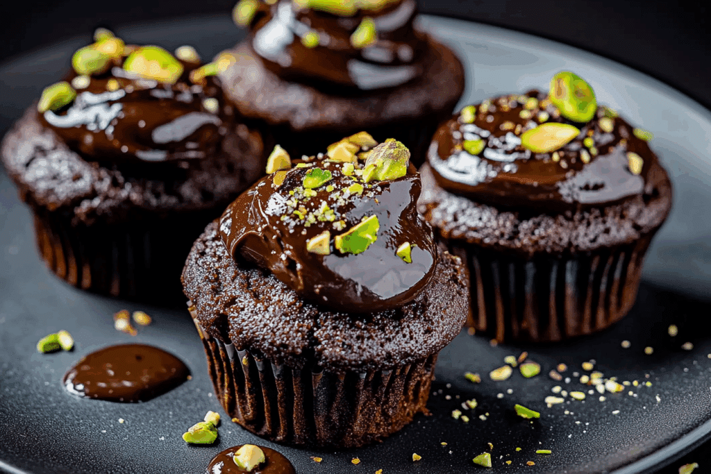Dark Chocolate Pistachio Cream Cheese Muffins