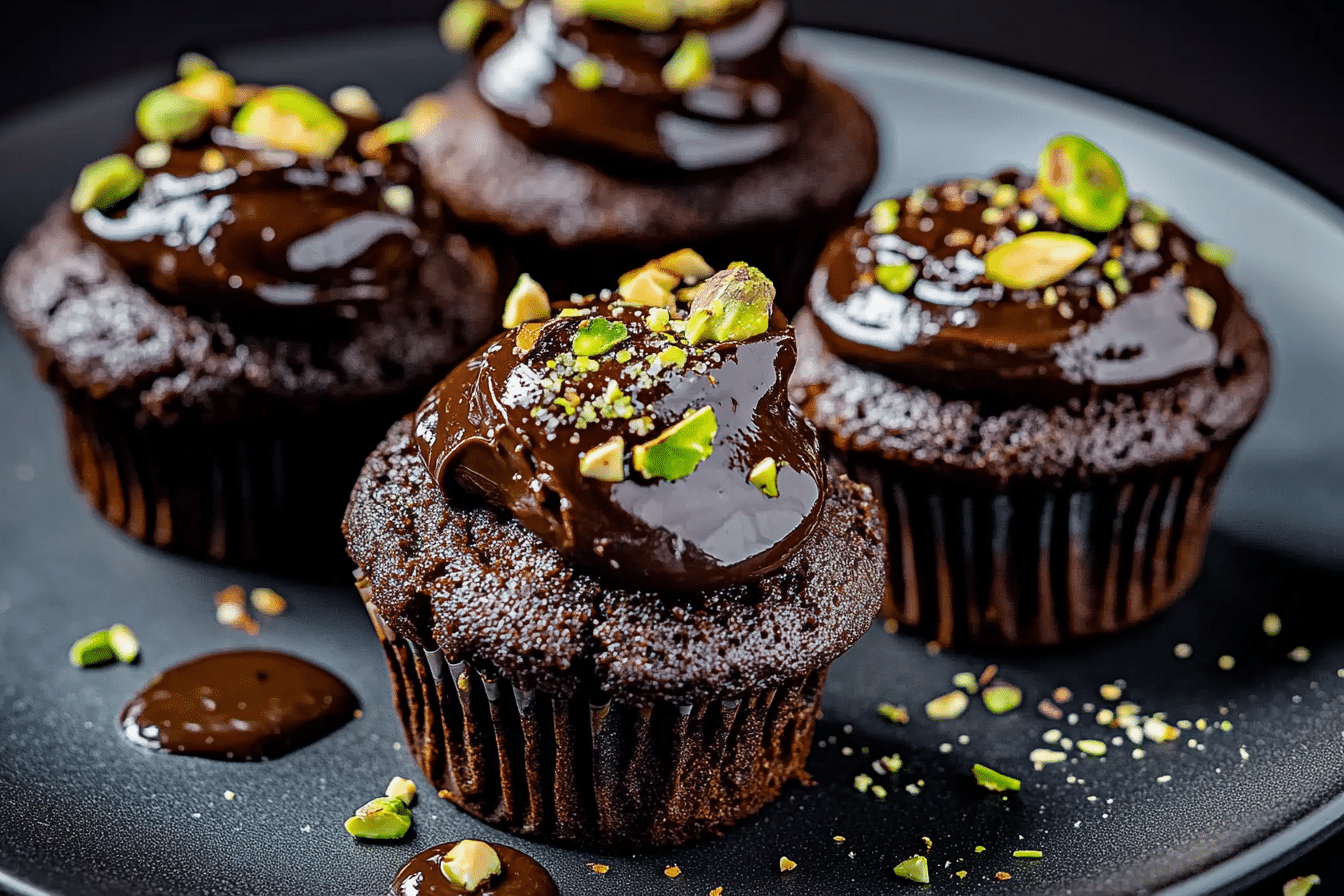 Dark Chocolate Pistachio Cream Cheese Muffins