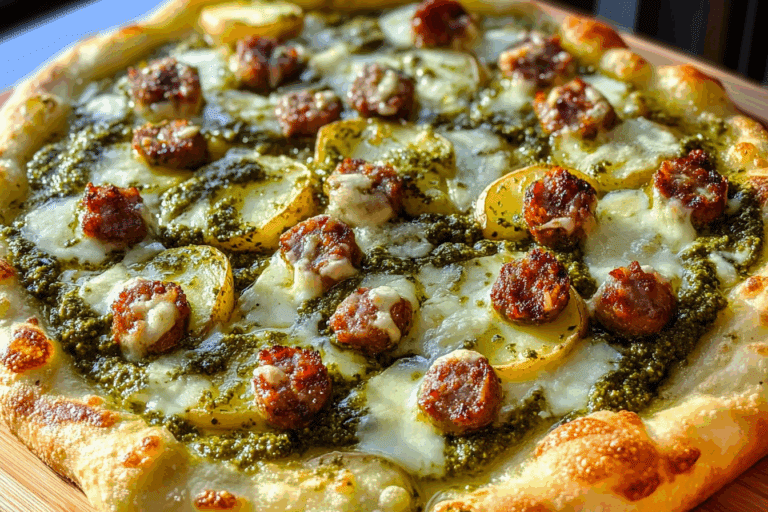 Pesto Potato Pizza with Sausage