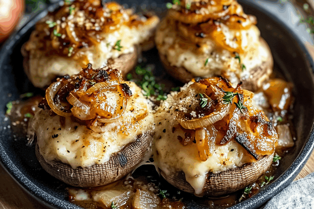 Caramelized Onion & Gruyère Stuffed Mushrooms