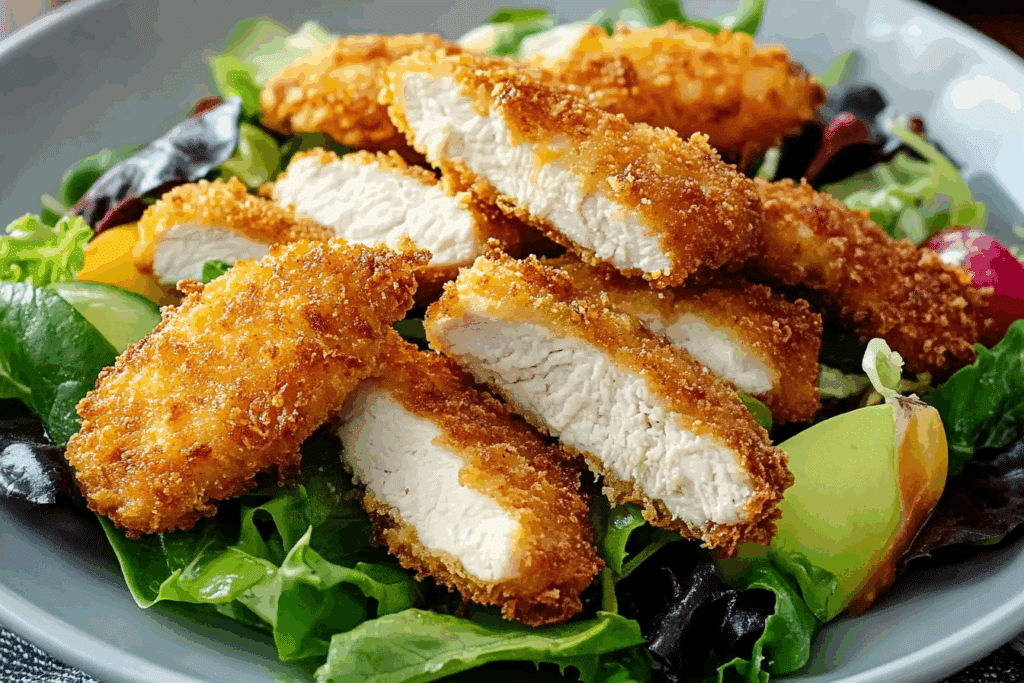Crispy Chicken Cutlet Salad