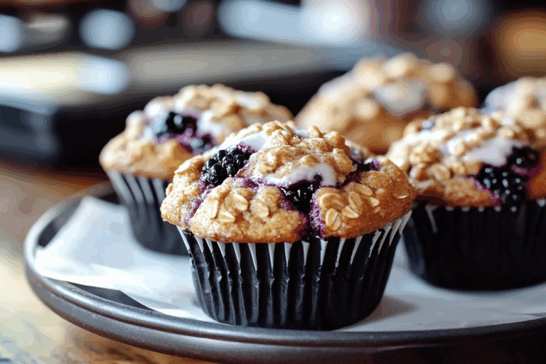 Blackberry Cinnamon Swirl Oatmeal Muffins