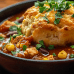 Chipotle Chicken Chili with Cheddar Bay Biscuit Topping