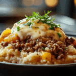 French Onion Ground Beef and Rice Casserole