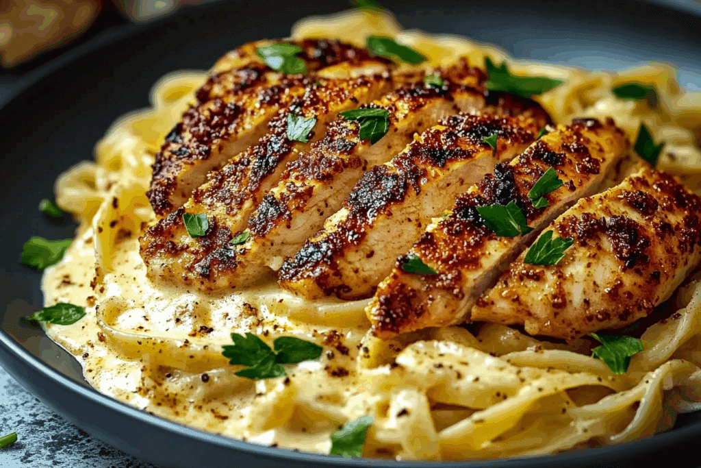 Savory Cajun Chicken with Creamy Parmesan Pasta Linguine
