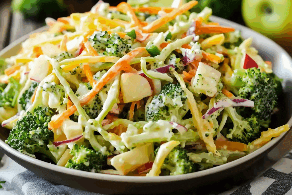 Creamy Crunchy Broccoli Apple Slaw