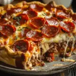 Deep Hamburger Sausage & Pepperoni Pie
