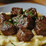 Garlic Butter Beef Bites with Creamy Mashed Potatoes