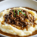 Ground Beef & Gravy Over Mashed Potatoes