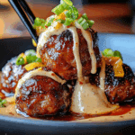 Korean BBQ Meatballs with Spicy Mayo Dip