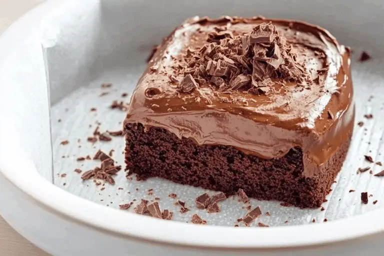 Moist Chocolate Fudge Cake with Chocolate Ganache Frosting & Shavings