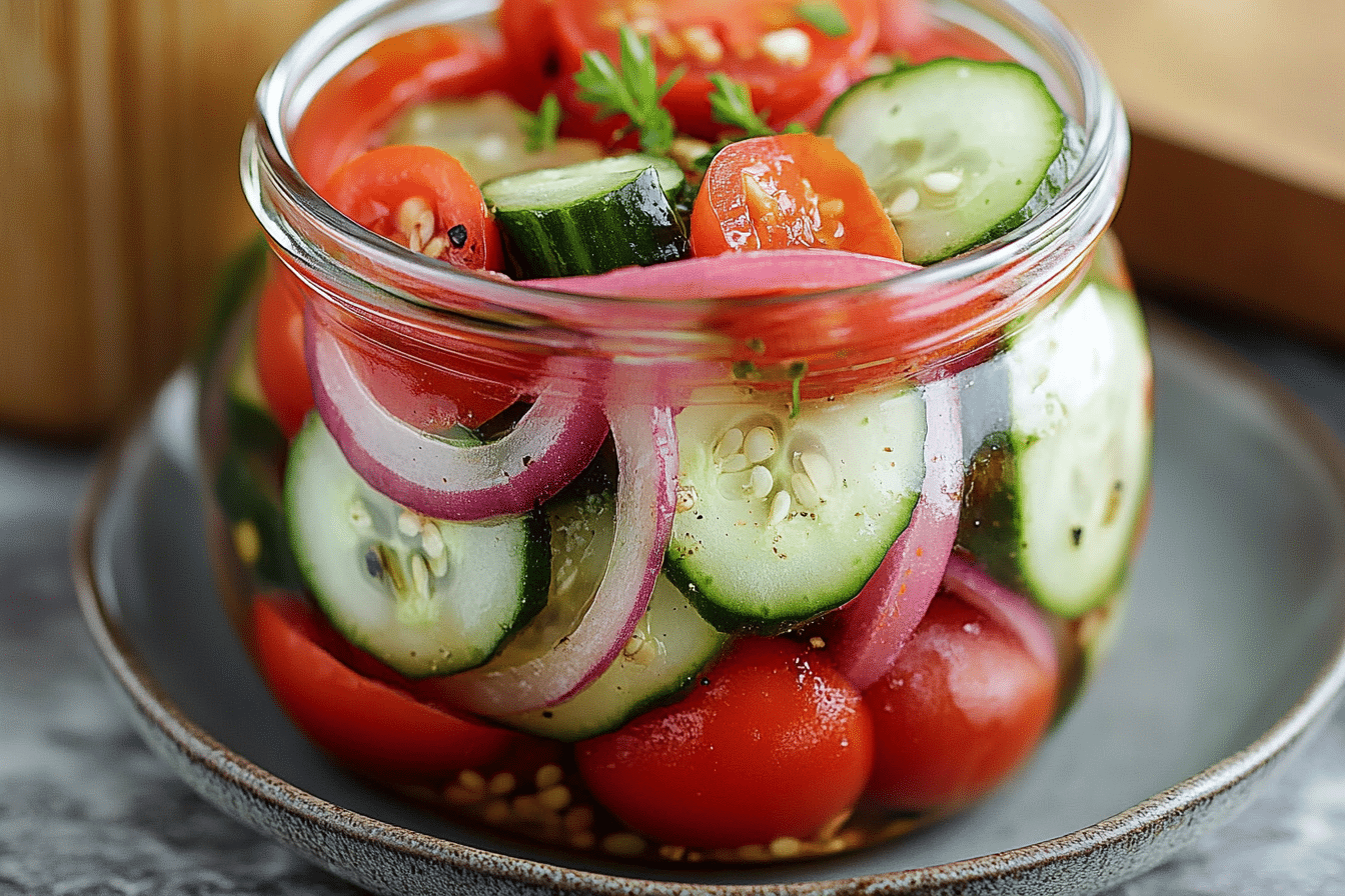 Pickled Cherry Tomatoes Red Onions & Cucumbers
