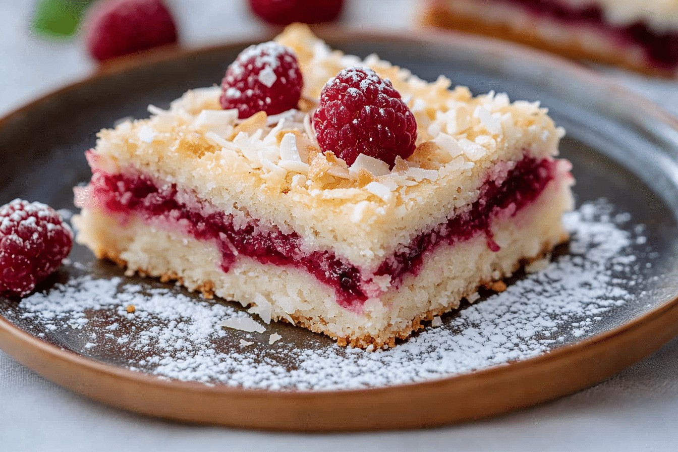 Raspberry Jam Coconut Slice Tea Time Favourite