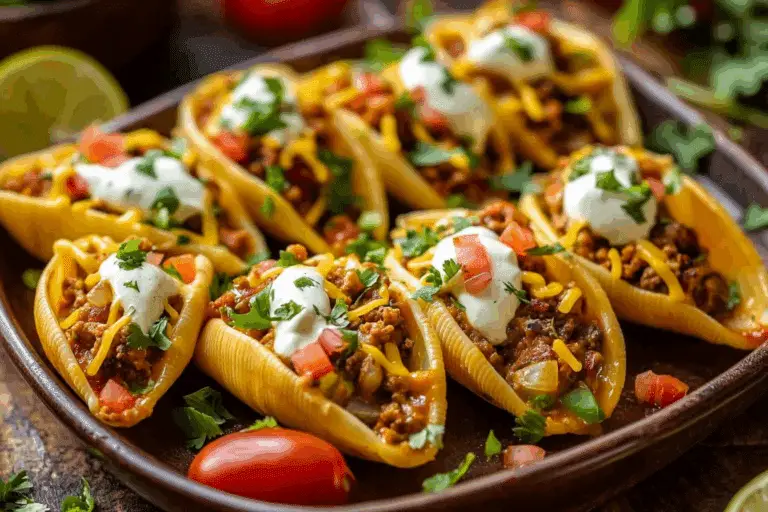 Saucy Taco Stuffed Shells Cheesy