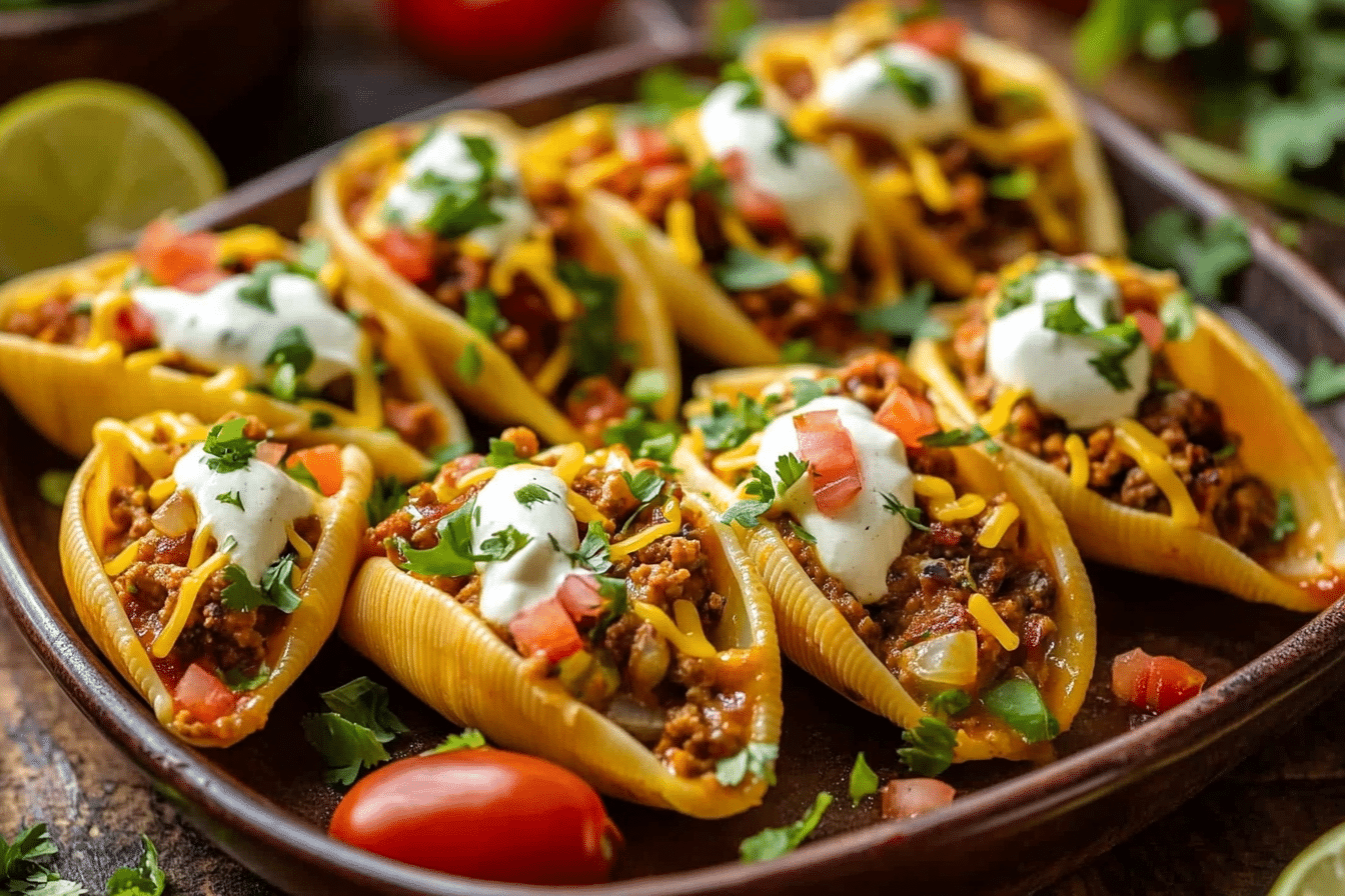 Saucy Taco Stuffed Shells Cheesy