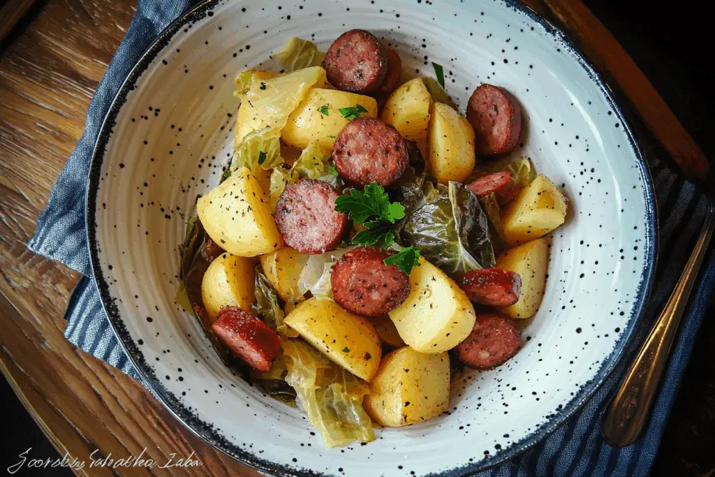 Slow Cooker Cabbage Potatoes & Smoked Sausage