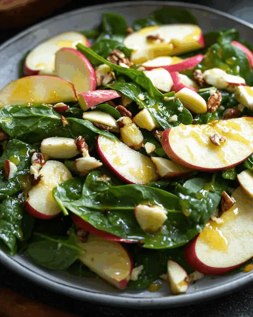 Apple Spinach Salad with Honey-Mustard Lemon Dressing