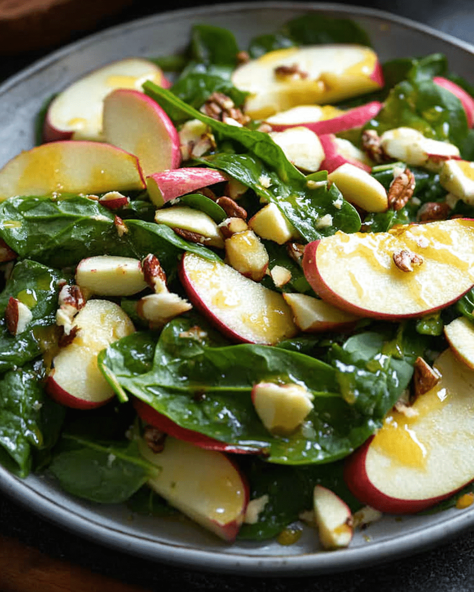 Apple Spinach Salad with Honey-Mustard Lemon Dressing