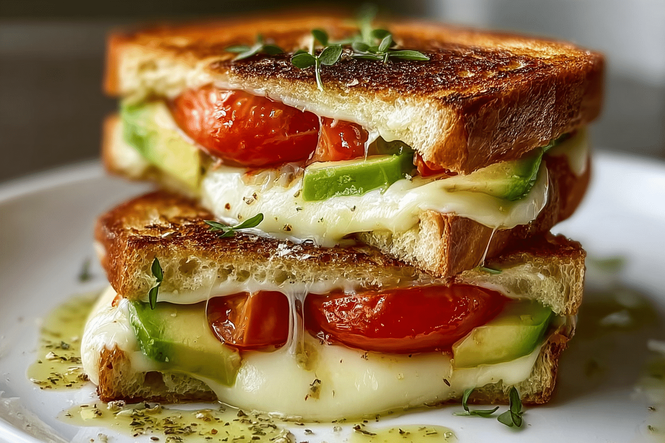 AVOCADO, MOZZARELLA, AND TOMATO GRILLED CHEESE