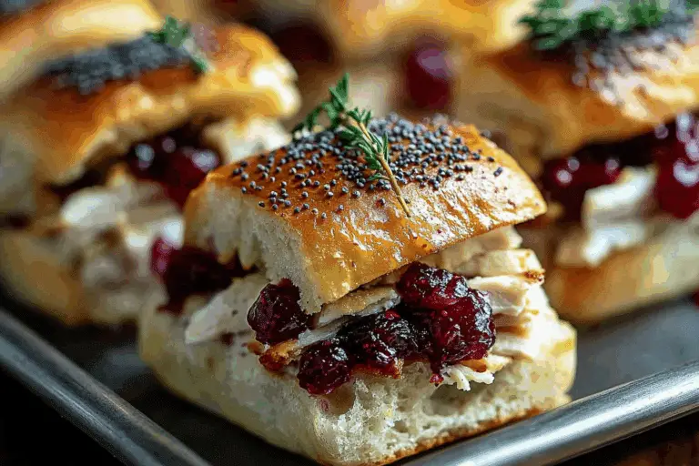 Baked Cranberry Turkey Sliders with Havarti & Poppy Seed Topping