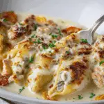 Baked Stuffed Shells in Velvety Cream Sauce