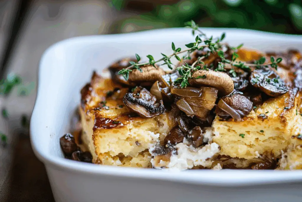 Breakfast Strata with Mushrooms & Caramelized Onions
