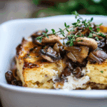 Breakfast Strata with Mushrooms & Caramelized Onions