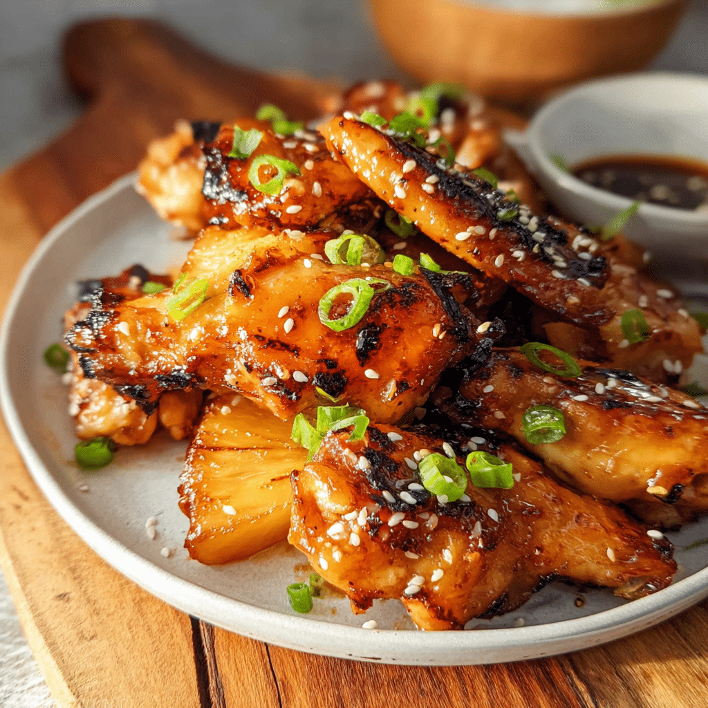 Brown Sugar Pineapple Wings Chicken recipe served hot