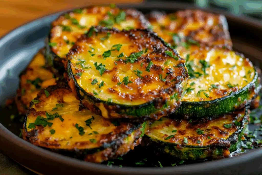 Cheesy Garlic Zucchini Steaks