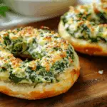 Cheesy Spinach-Artichoke Bagels