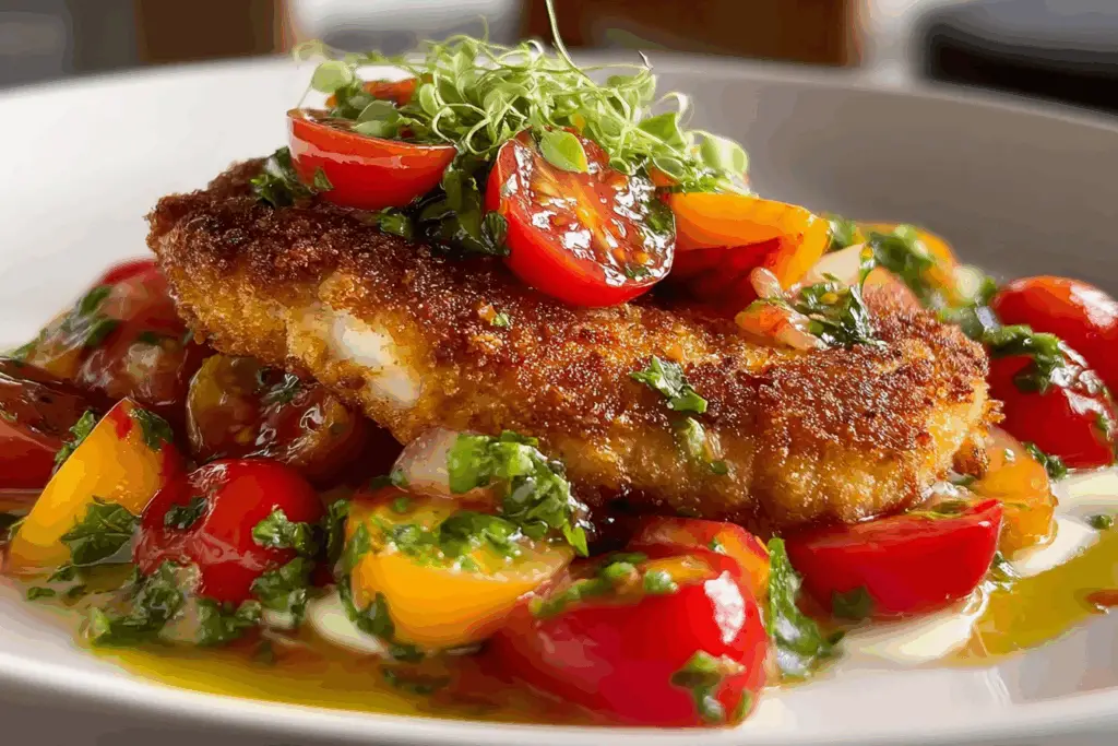Chicken Cutlets with Summery Tomato & Nectarine Salad
