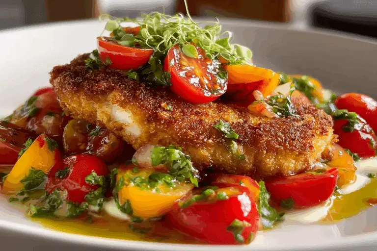 Chicken Cutlets with Summery Tomato & Nectarine Salad