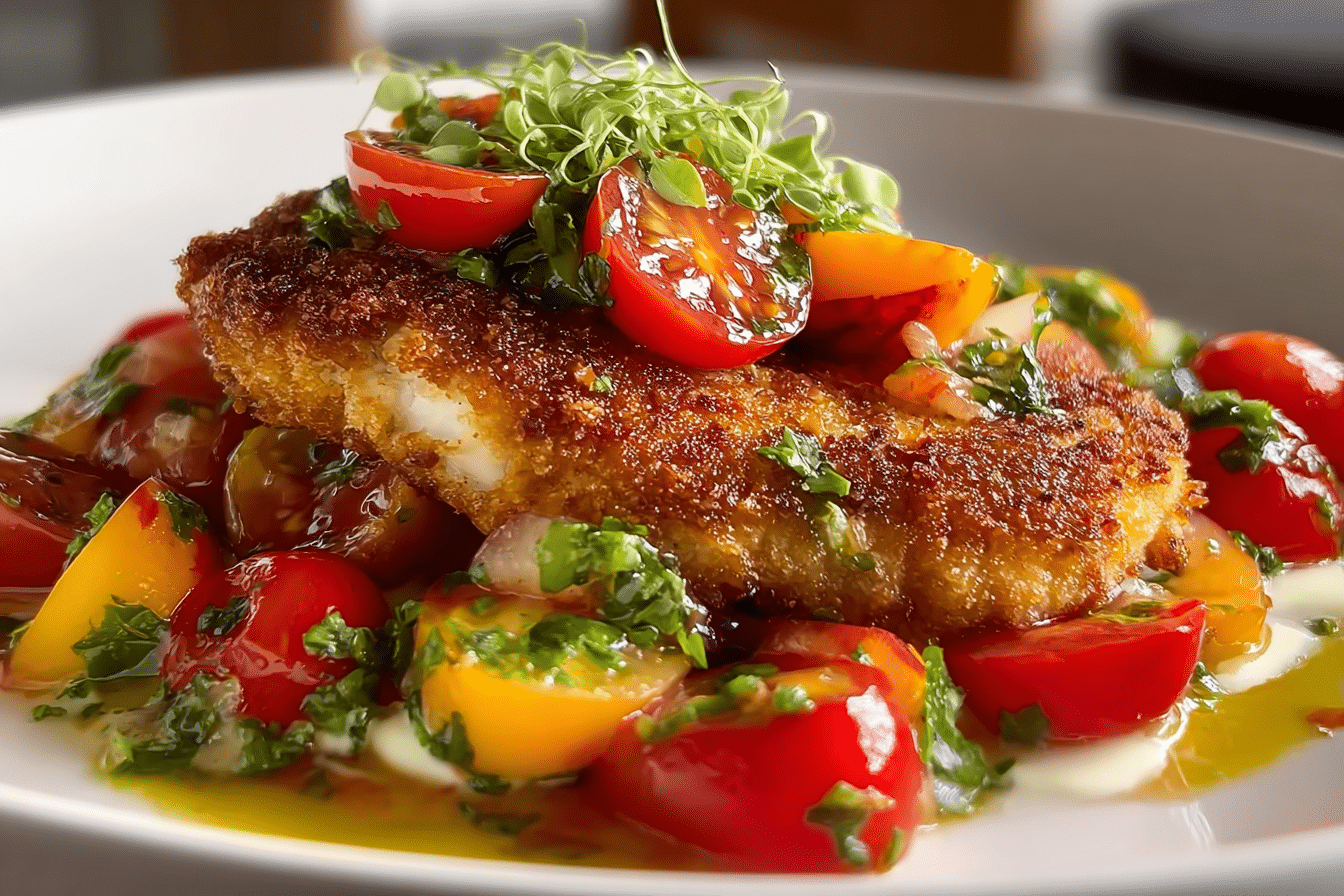 Chicken Cutlets with Summery Tomato & Nectarine Salad