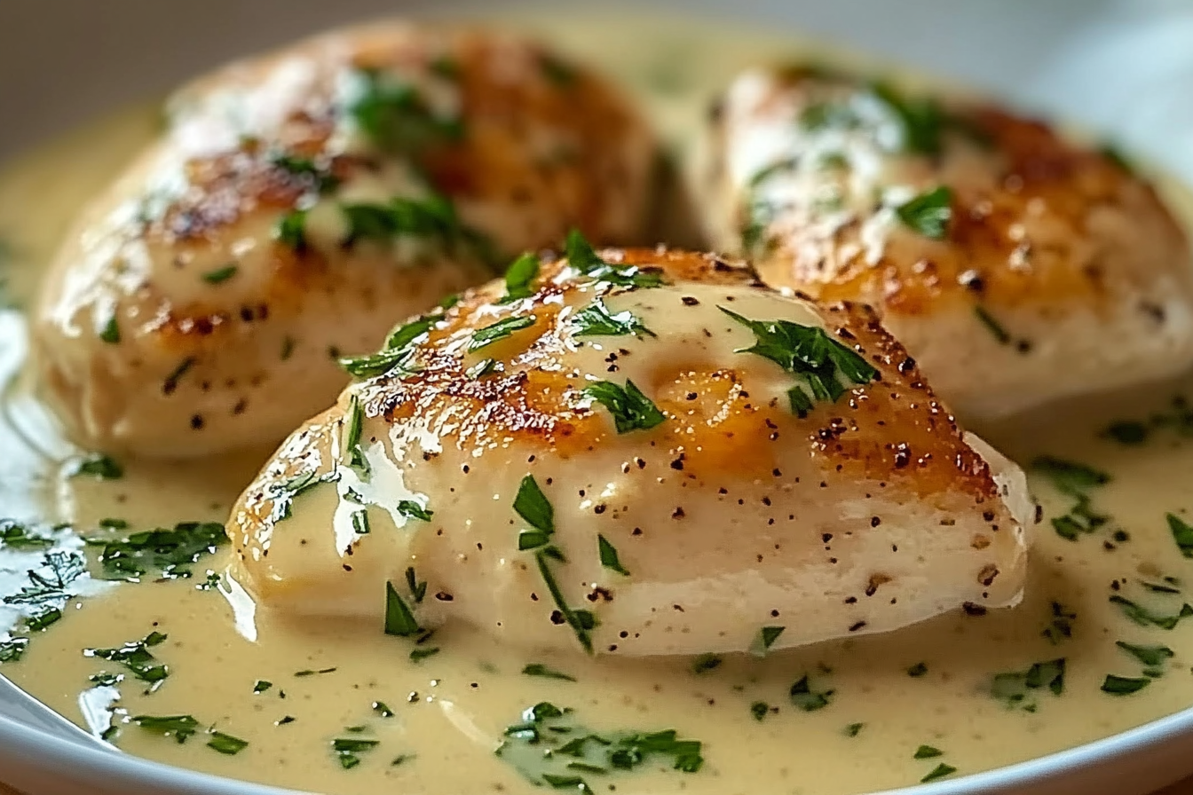 Chicken in Boursin Sauce with Garlic & Fine Herbs