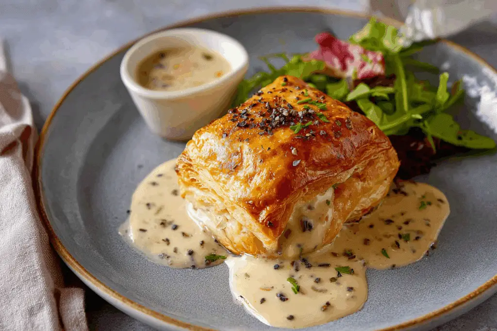 Chicken in Puff Pastry with Mustard Cream Sauce