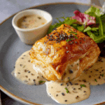 Chicken in Puff Pastry with Mustard Cream Sauce