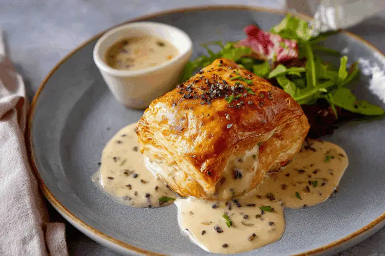 Chicken in Puff Pastry with Mustard Cream Sauce