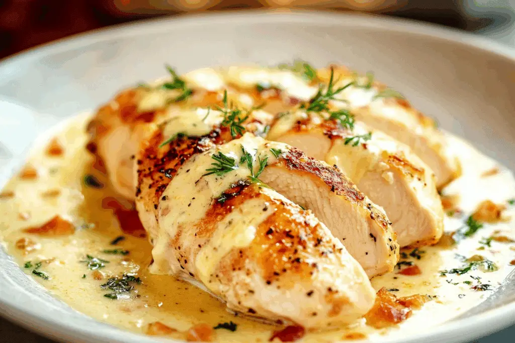 Chicken with Creamy Mustard Asiago Sauce