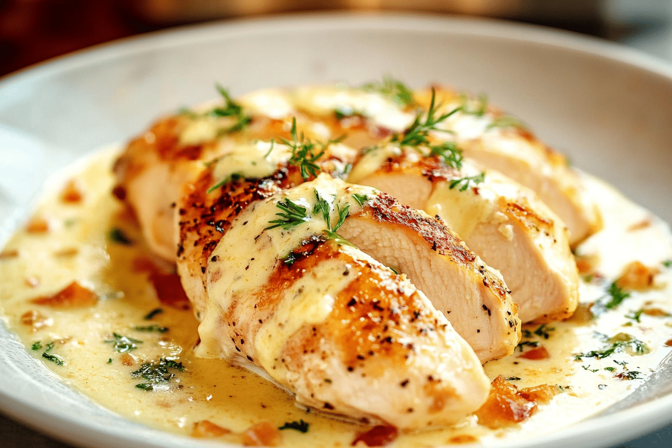 Chicken with Creamy Mustard Asiago Sauce