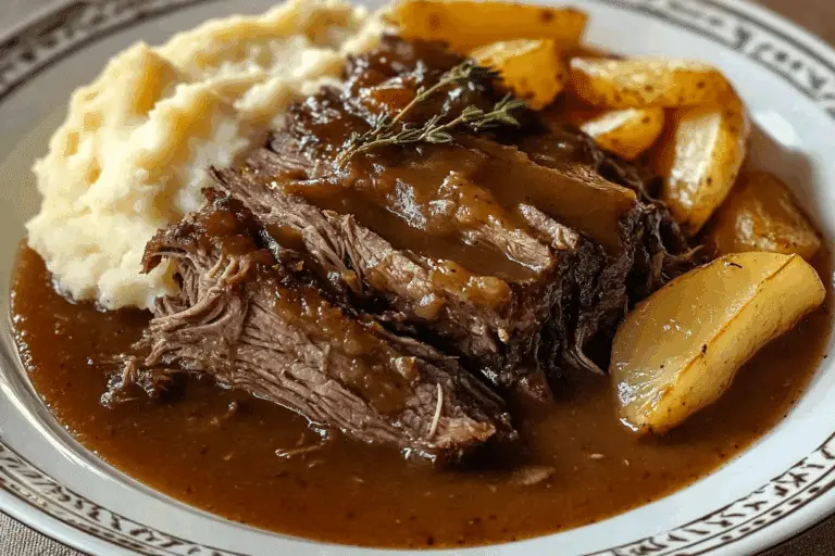 Classic Pot Roast with Mashed Potatoes & Gravy